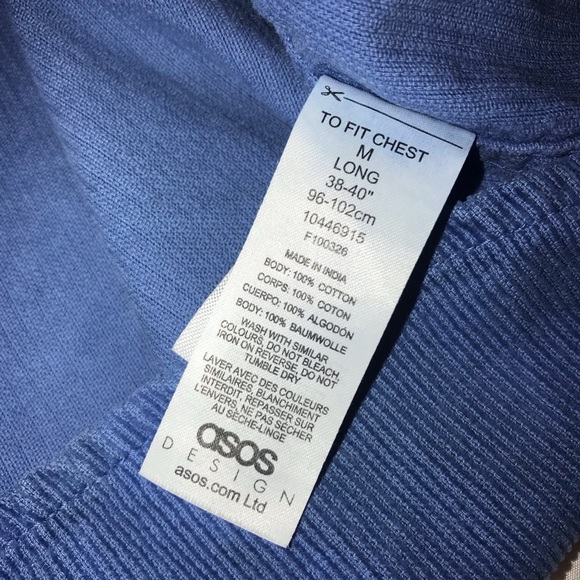 Asos Design Mens Shirt Jacket Blue Corduroy Button Down Collared Size Med Tall - Picture 6 of 8